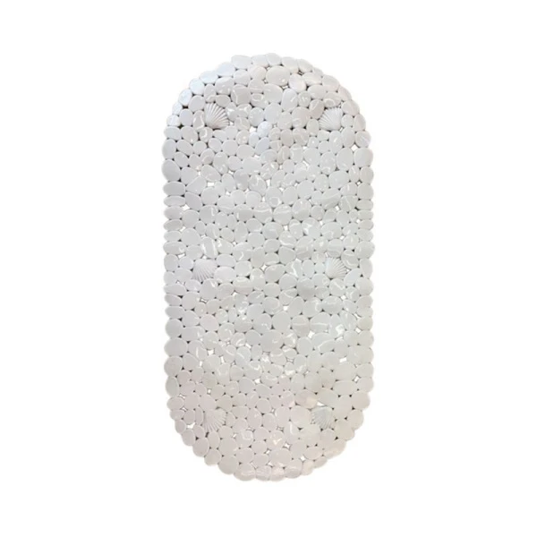 Коврик противоскользящий 35*69 КАМУШКИ овал белый JC-14148 (48)