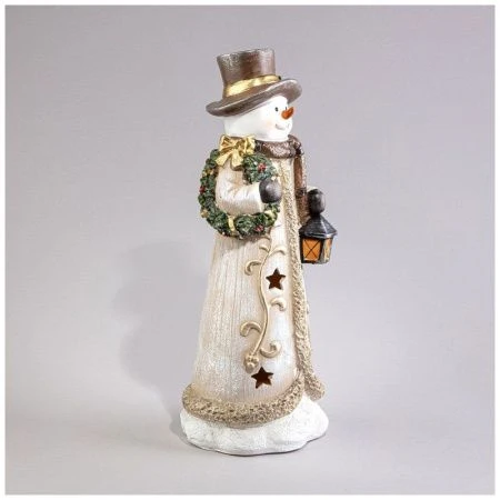 Фигурка новогодняя световая Снеговик 12,5*12*33,7см полистоун (6)