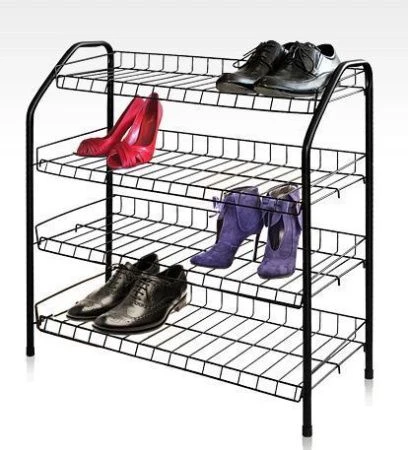 Полка для обуви 4 секции 700*660*300мм металл черная ЭТ1 (1) 1288