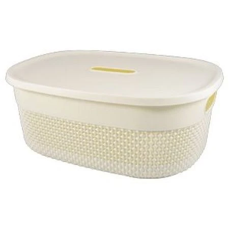 Корзина для хранения с крышкой 12л 380*280*150мм пластик Oslo молочный (12)