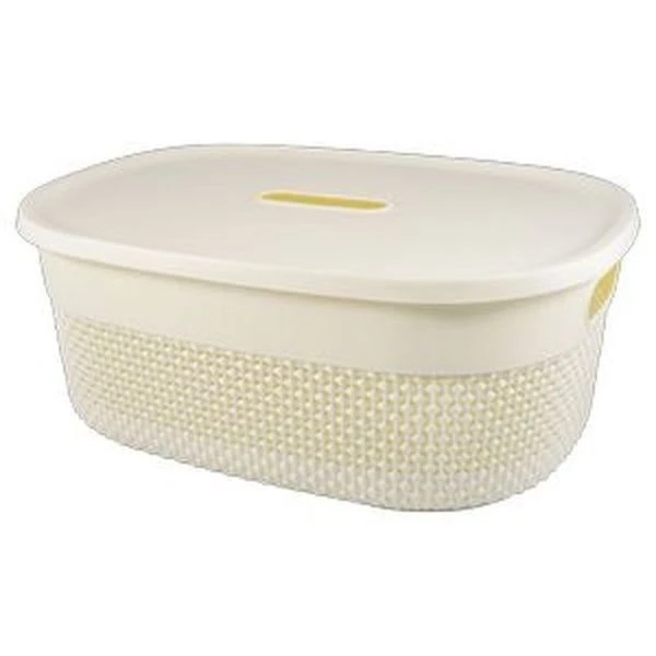 Корзина для хранения с крышкой 12л 380*280*150мм пластик Oslo молочный (12)