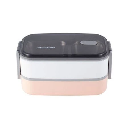 Ланч-бокс 2-х секционный 1,4л нерж.сталь/пластик салатовый, розовый, арт.2134 (36)