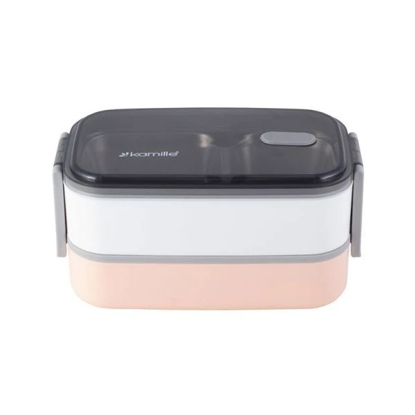 Ланч-бокс 2-х секционный 1,4л нерж.сталь/пластик салатовый, розовый, арт.2134 (36)