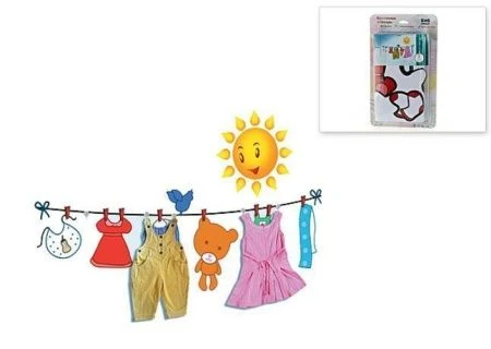 Набор крючков пластик 5шт. с декоративной наклейкой Детство 150*60см (выдерживает вес до 5кг.)