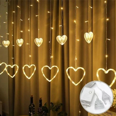 Гирлянда светодиодная Бахрома Сердце 2,5*1,5м 138LED теплый свет 8 режимов L1263R (30) Гирлянда светодиодная Бахрома Сердце 2,5*1,5м 138LED теплый свет 8 режимов L1263R (30)