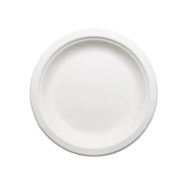 Тарелка БИО 26см Растительное волокно Круглая белая (х50/1000)