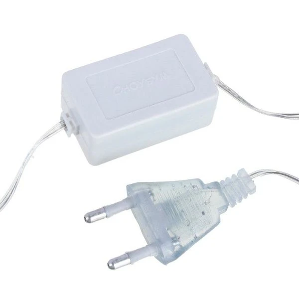 Гирлянда эл шнур 5м, 50LED, белый, пост.свеч., ПВХ прозр., d5мм, IP65, 220В