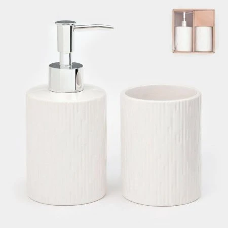 Набор для ванной "Rain", 2 предмета (дозатор для мыла, стакан), цвет белый   10938489