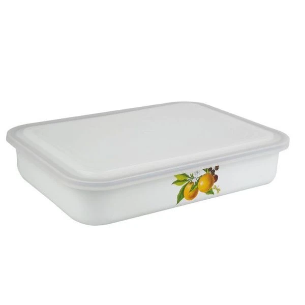 Лоток 2,5л эмаль с пласт.крышкой ФРУКТОВЫЕ ФАНТАЗИИ С-2511кп/4 (8)