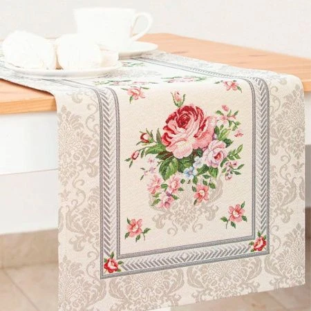 Салфетка 42*136см гобелен РОЗЫ ДОМАСКА бежевый