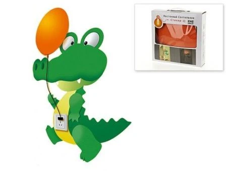 Лампа настенная детская с декоративной наклейкой Крокодил 50х50см (плафон-d=26см h=7,5см) (цоколь-Е14 н