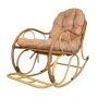 Кресло-качалка Элит с ротангом 0,99*0,58*1,27см металл бежевое, подушка Лен (max нагр. 160кг)