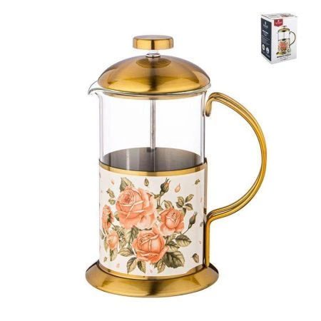 Френч-пресс 600мл стекло/металл КОРЕЙСКАЯ РОЗА (20)
