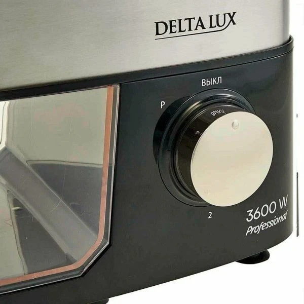 Мясорубка электрическая нерж.сталь DELTA LUX DE-602MS черная 3600Вт насадка для томата(4)