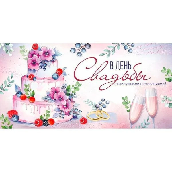 Конверт для денег 16,8*8,4см В День свадьбы (10)