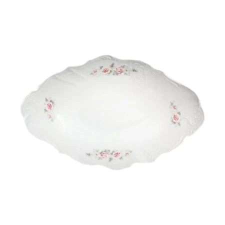 Сухарница 34см фарфор БЕРНАДОТТ СЕРАЯ РОЗА платина (1)