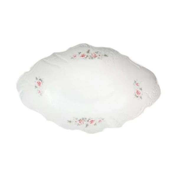 Сухарница 34см фарфор БЕРНАДОТТ СЕРАЯ РОЗА платина (1)