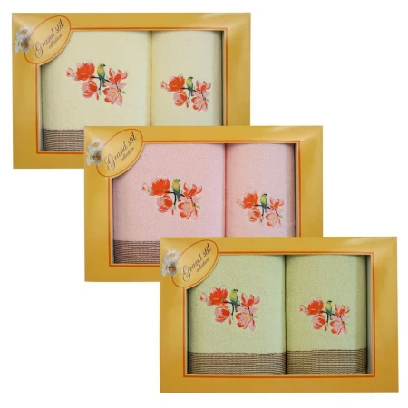 яяяНабор полотенец 2пр 45*90/65*135 махровые Лея подар.уп. N18-80