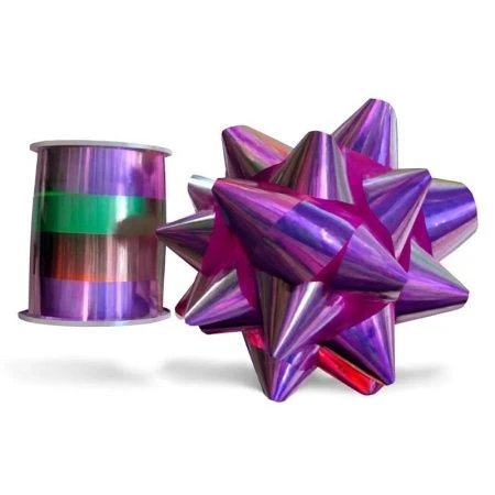 Набор для упаковки подарков (лента упаковочная 10мм*10м и бант) фиолетовая JC-17107 (360)