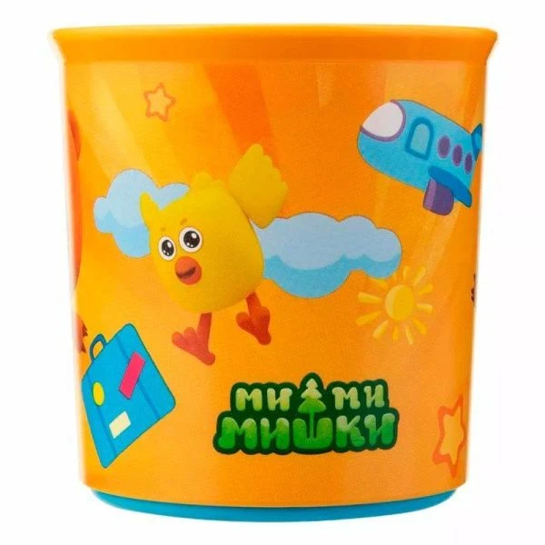 Кружка детская 200мл пластик МИ-МИ-МИШКИ оранжевая с нескользящим дном (15)