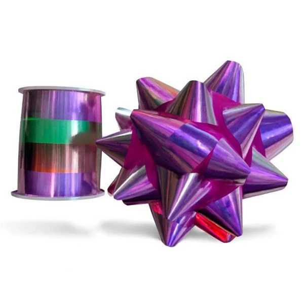 Набор для упаковки подарков (лента упаковочная 10мм*10м и бант) фиолетовая JC-17107 (360)