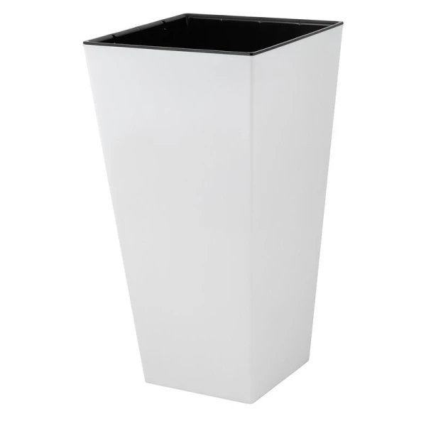 Горшок для цветов 19,4л 250*250*470мм пластик London Cube белоснежный жасмин c дренажной вставкой