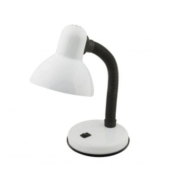 Лампа настольная металл/пластик UT-208В белая 60Вт Е27, ствол 28см, шнур 1,5м (24)