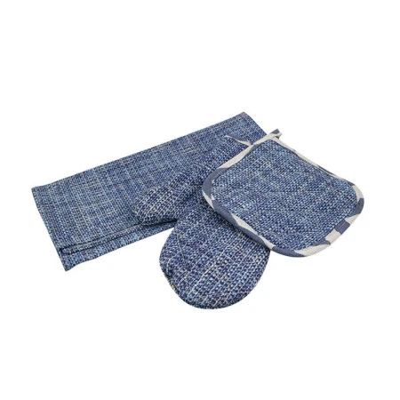 Кухонный набор 3пр (полотенце 45*60, прихватка, рукавица) рогожка ДЕНИМ LeSonnet арт. 11 ВЫВОД