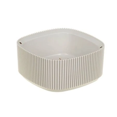 Кашпо 900мл 165*165*мм пластик СТРИП Кремовый со вставкой (16)