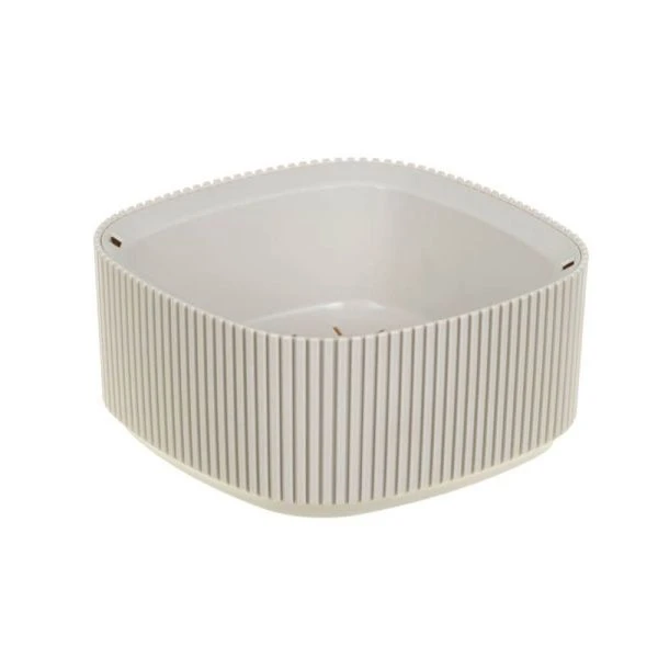 Кашпо 900мл 165*165*мм пластик СТРИП Кремовый со вставкой (16)