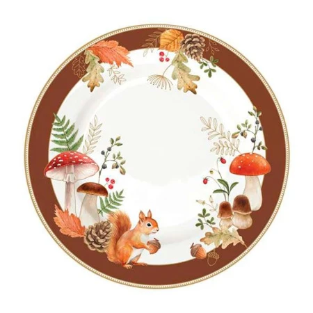 Тарелки мелкие набор 4шт 19см фарфор Autumn Breeze Белка и грибы белая десертные EL-R0924/AUBR (6)