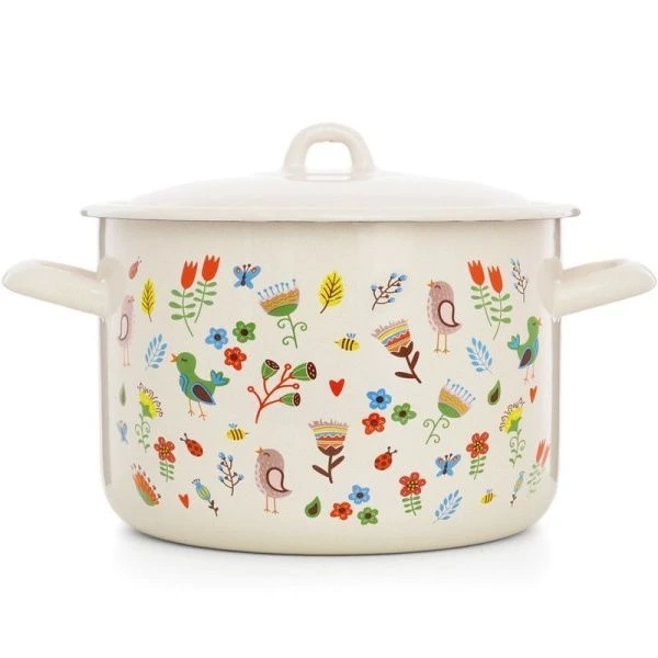 Кастрюля 4,3л эмаль КАЛЕЙДОСКОП цилиндрическая (4)