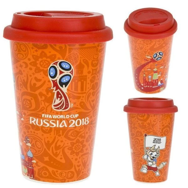 Термостакан 380мл керамика с силиконовой крышкой ЧМ 2018 (12/36)