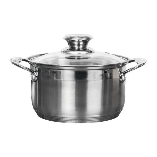 Кастрюля 3,5л нерж.сталь КВИНТА со стекл.крышкой индукция FGLR-3.5 (1)