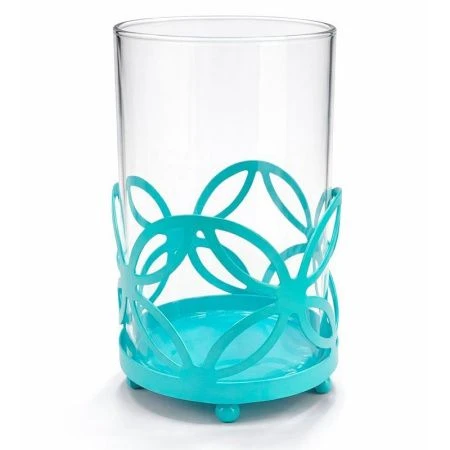 Подсвечник стеклянный Блум 8х12см в металлической оправе голубой