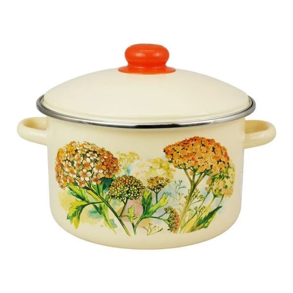 Набор кастрюль 3пр 2/3/4л эмаль АВГУСТ ваниль цилиндрический 2-3223/4 (1)