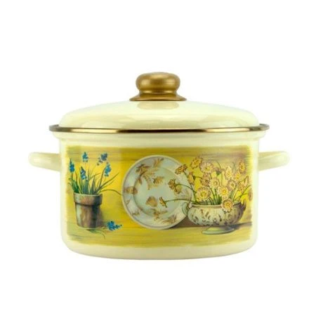 Кастрюля 3л эмаль ванильная с рис. КАНТРИ-Д 21-Б1612/6 (5)