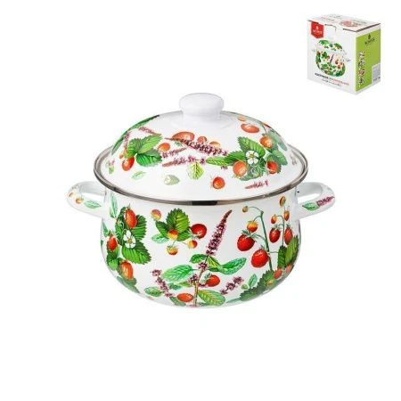 Кастрюля 2,8л эмаль ФРУКТОВАЯ КОРЗИНА с крышкой 20см выс.12см (6)