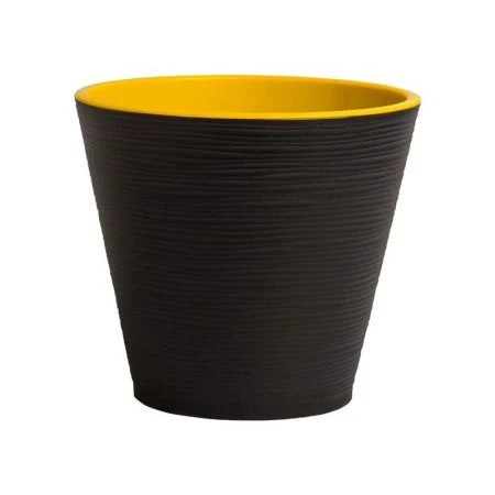Горшок цветочный 6л 22,5*21,5см пластик КОНУС с вкладкой черный (9)