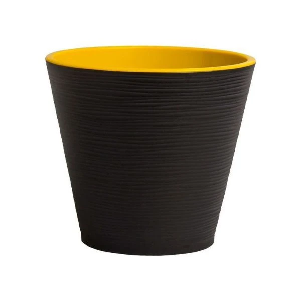 Горшок цветочный 6л 22,5*21,5см пластик КОНУС с вкладкой черный (9)