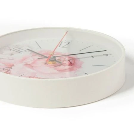 Часы настенные 19,5см пластик РУБИН Пионы белый (10)