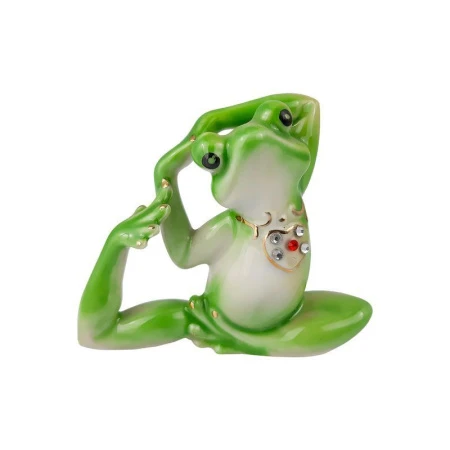Фигурка Лягушка йога фарфор 7,5*8,5см зленая F2172Е (240)