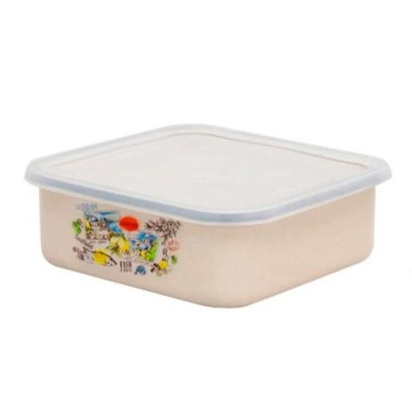 Лоток 1л эмаль ГРЕЧЕСКАЯ КУХНЯ белый пласт.крышка с рис. 33-2507п/4 (16)