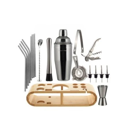 Набор бармена 19пр нерж.сталь на бамбук.подставке, арт. 7765 (8)
