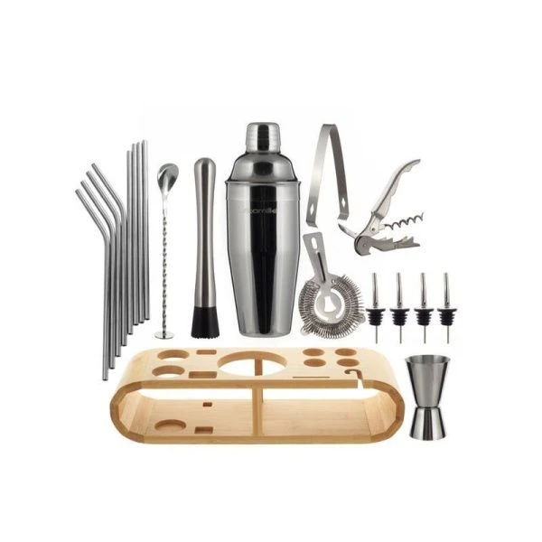 Набор бармена 19пр нерж.сталь на бамбук.подставке, арт. 7765 (8)