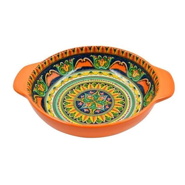 Салатник 1,2л 24,5*20,5см фарфор Arabesque оранжевый с ручками (24)
