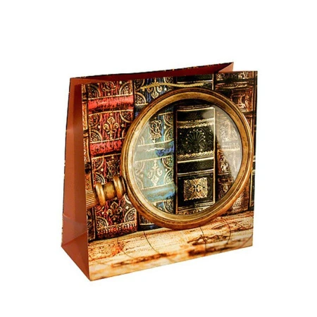 Пакет бумажный 38*38*16см квадратный матовый Ценные тома 23/510 (12/144)