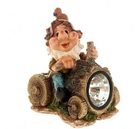 Светильник садовый Гномик-автомобилист 20*16*26,5см (белая упаковка)