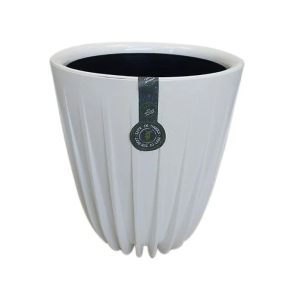 Горшок цветочный 10,2л 25*30см пластик СИГМА белый с вкладкой 8,4л (1)