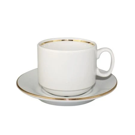 Чайный набор 2пр фарфор БЕЛЬЕ с золотой отводкой Экспресс на 1 персону 220мл (12)